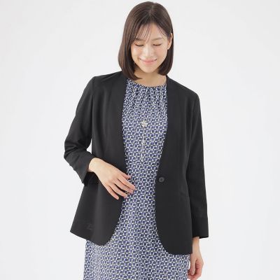 ＜TRANSWORK (Women)＞【美シリーズ】【弱はっ水】【防しわ】【セットアップ対応】ドットエアーノーカラージャケット