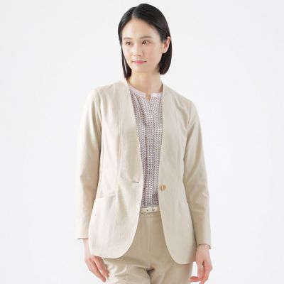 ＜TRANSWORK (Women)＞【美シリーズ】【弱はっ水】【防しわ】【接触冷感】【ウォッシャブル】クールドッツノーカラージャケット