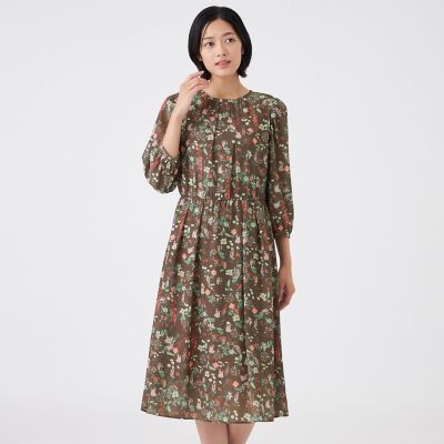 ＜TRANSWORK (Women)＞【ウォッシャブル】ＢＯＨＯプリントワンピース