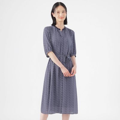 ＜TRANSWORK (Women)＞【ＵＶ対策】【ウォッシャブル】ラインキューブプリントシャツワンピース