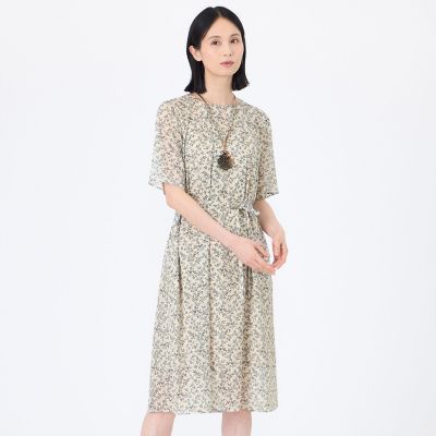 ＜TRANSWORK (Women)＞【ウォッシャブル】シャドーフラワープリントワンピース