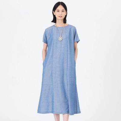 ＜TRANSWORK (Women)＞【ウォッシャブル】シャルマンダンガリーワンピース