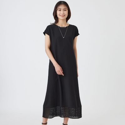 TRANSWORK (Women)/トランスワーク 【ウォッシャブル】クロッシュケミカルレースコンビワンピース