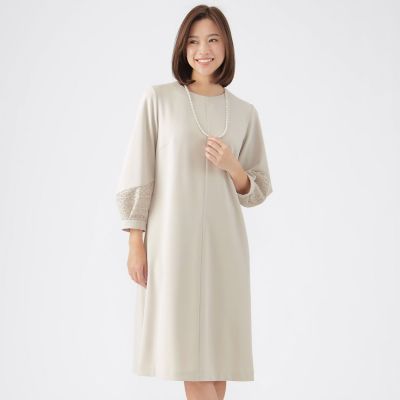 ＜TRANSWORK (Women)＞【ウォッシャブル】ジョーゼットジャージワンピース