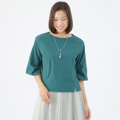 ＜TRANSWORK (Women)＞【弱はっ水】【ウォッシャブル】ストレッチブロードプルオーバーブラウス