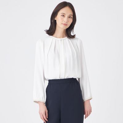 ウォッシャブル】バックサテンジョーゼットブラウス | TRANSWORK