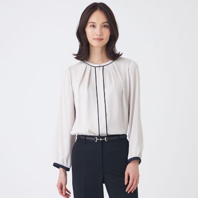 ウォッシャブル】バックサテンジョーゼットブラウス | TRANSWORK