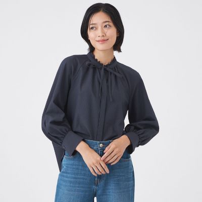 ＜TRANSWORK (Women)＞【ウォッシャブル／吸水速乾／防シワ】ギンガムサッカーブラウス