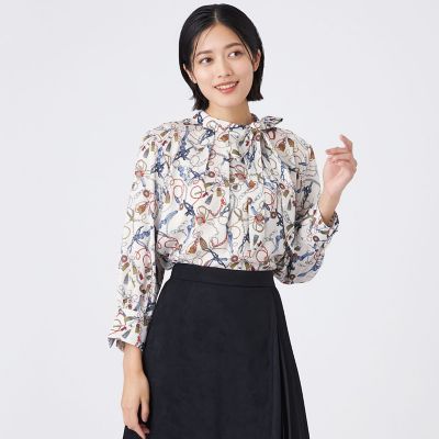 ＜TRANSWORK (Women)＞【ウォッシャブル】タッセルプリント