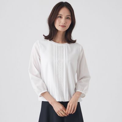 ＜TRANSWORK (Women)＞【ウォッシャブル】ストレッチファイユブラウス