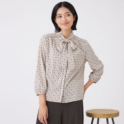 ＜TRANSWORK (Women)＞【ウォッシャブル】ジオメトリックプリントブラウス