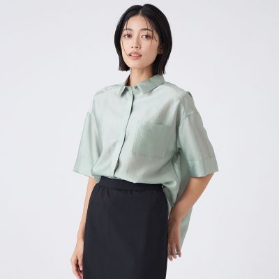 ＜TRANSWORK (Women)＞【接触冷感・ウォッシャブル】ブライトシアーブラウス
