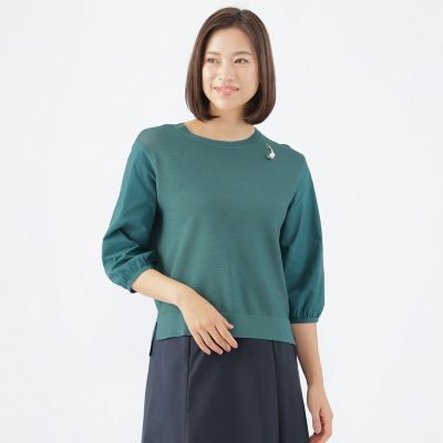 ＜TRANSWORK (Women)＞【接触冷感】【ウォッシャブル】レーヨンナイロンプルオーバーニット