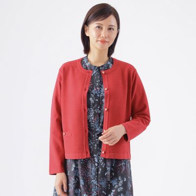 ＜TRANSWORK (Women)＞【ウォッシャブル】ミニブークレーカーディガン