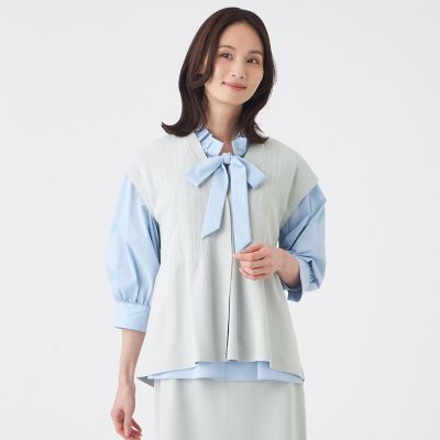 ＜TRANSWORK (Women)＞【ウォッシャブル】ＳＥＴ－ＵＰ　ＫＮＩＴジレ