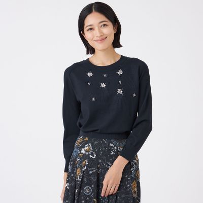 ＜TRANSWORK (Women)＞【ウォッシャブル】ビジューニットプルオーバー