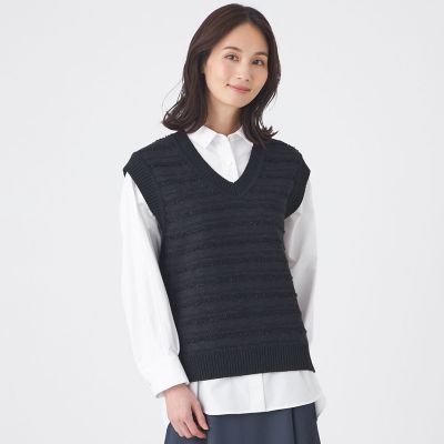 ＜TRANSWORK (Women)＞【ウォッシャブル】ツイードライクニットジレ