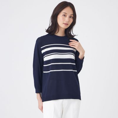 ＜TRANSWORK (Women)＞【ウォッシャブル】シアーニットプルオーバー