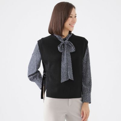 ＜TRANSWORK (Women)＞【ウォッシャブル】エクストラファインウールニットジレ