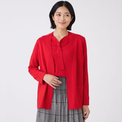 ＜TRANSWORK (Women)＞【ウォッシャブル】エクストラファインウールカーディガン