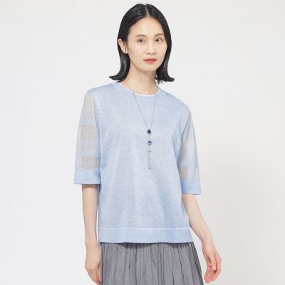 ＜TRANSWORK (Women)＞【ウォッシャブル】ルレックスシアークルーネックニット