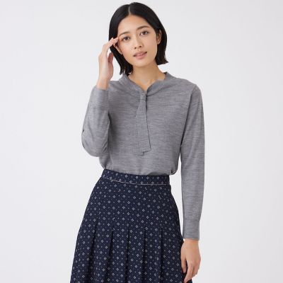 ＜TRANSWORK (Women)＞【ウォッシャブル】エクストラファインウールプルオーバー