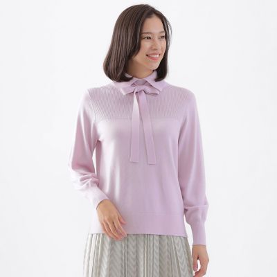 ＜TRANSWORK (Women)＞【ウォッシャブル】エクストラファインウールデザインプルオーバーニット