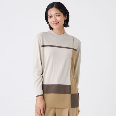 ＜TRANSWORK (Women)＞【ウォッシャブル】エクストラファインウールプルオーバー