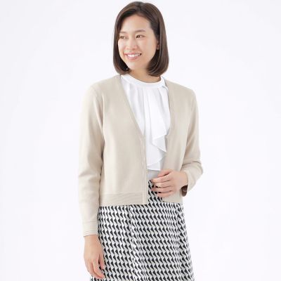 ＜TRANSWORK (Women)＞【ウォッシャブル】リップルブライトニットカーディガン