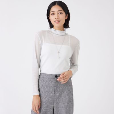 ＜TRANSWORK (Women)＞【ウォッシャブル】強撚ラメテレコカットソー