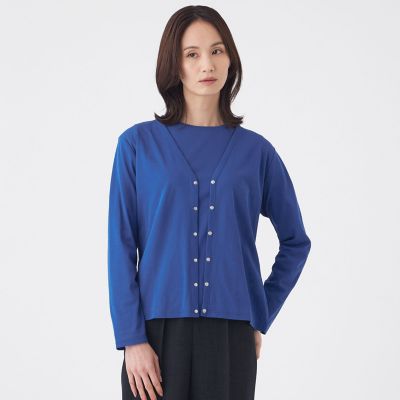 ＜TRANSWORK (Women)＞【接触冷感・ウォッシャブル】コットンフライスカーディガン