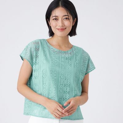 ＜TRANSWORK (Women)＞【接触冷感・吸水速乾・抗菌防臭・ＵＶ・ウォッシャブル】コンパクト４０Ｇポンチ×ラッセルレース