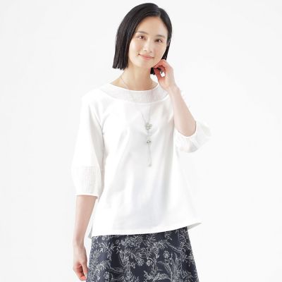 ＜TRANSWORK (Women)＞【ウォッシャブル】ポリエステルコットンジャージープルオーバーカットソー