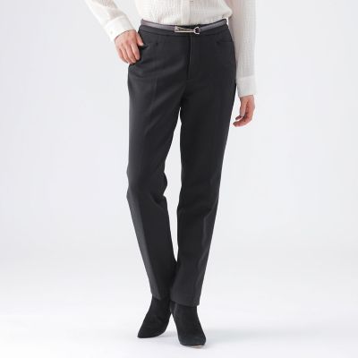 ＜TRANSWORK (Women)＞【ウォッシャブル】マイクロポリベアダンボールスリムパンツ