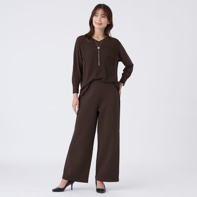 極美品　TO BE CHIC　 ウォッシャブル　ストレッチパンツ　ブラック　４６ 保形性・ウォッシャブル】TEXBRIDストレッチパンツ | TRANSWORK