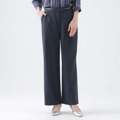 ＜TRANSWORK (Women)＞【美シリーズ】【セットアップ対応】【吸水速乾】【接触冷感】【防しわ】【ウォッシャブル】エバレットクロスワイドストレートパンツ