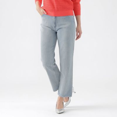 ＜TRANSWORK (Women)＞【ウォッシャブル】ブレンドデニムバレル風ストレートパンツ