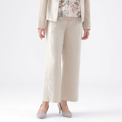 ＜TRANSWORK (Women)＞【ウォッシャブル】ストレッチスエードセミワイドストレートパンツ