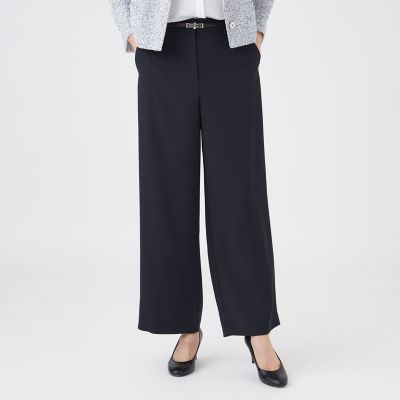 ＜TRANSWORK (Women)＞【美シリーズ・セットアップ対応・ウォッシャブル】バックサテンジョーゼットパンツ