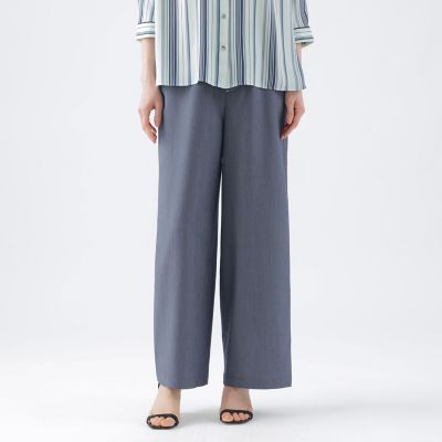 ＜TRANSWORK (Women)＞【ウォッシャブル】ライトシャンブレーデニムワイドストレートパンツ