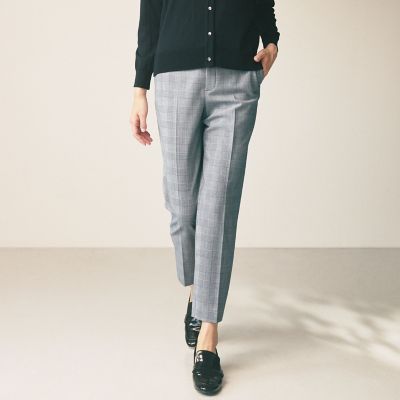 ＜TRANSWORK (Women)＞【ウォッシャブル】グレンチェックパンツ