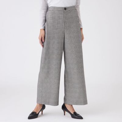 ＜TRANSWORK (Women)＞【ウォッシャブル】グレンチェックパンツ