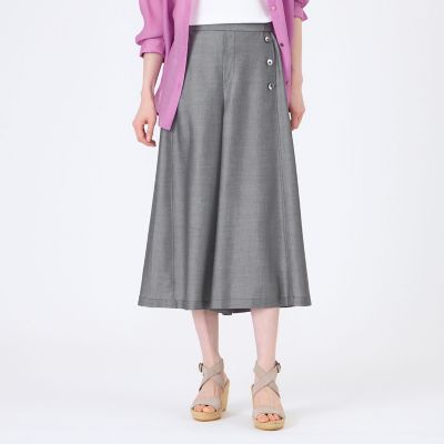 ＜TRANSWORK (Women)＞【ウォッシャブル】シャルマンダンガリーガウチョパンツ