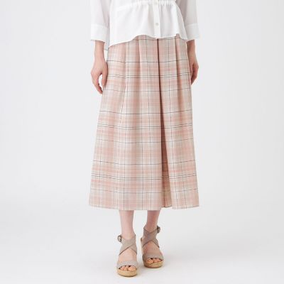 ＜TRANSWORK (Women)＞【ウォッシャブル】シアーチェックプリントパンツ