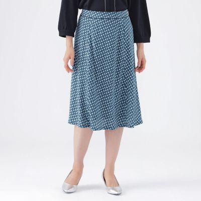 ＜TRANSWORK (Women)＞【吸水速乾】【接触冷感】【ＵＶ対策】【ウォッシャブル】３Ｄジオメトリックプリントフレアスカート