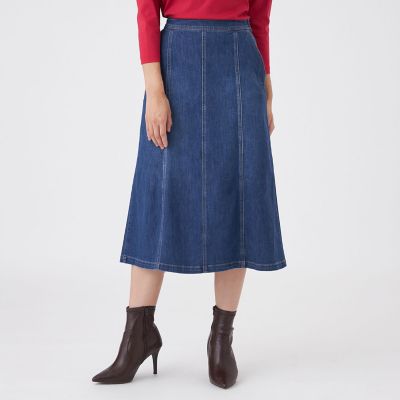 ＜TRANSWORK (Women)＞【ウォッシャブル】ストレッチデニムライトスカート