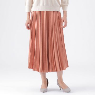 ＜TRANSWORK (Women)＞【ウォッシャブル】ストレッチスエードプリーツスカート