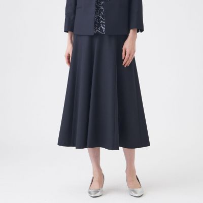 ＜TRANSWORK (Women)＞【美シリーズ・セットアップ対応・ウォッシャブル】オックスストレッチフレアスカート