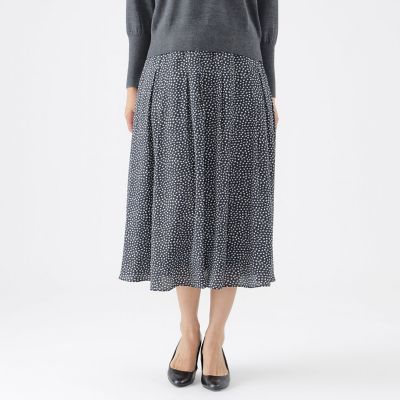 ＜TRANSWORK (Women)＞【ウォッシャブル】ジオメトリックプリントタックスカート