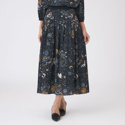 ＜TRANSWORK (Women)＞【ウォッシャブル】コスモ柄プリントスカート